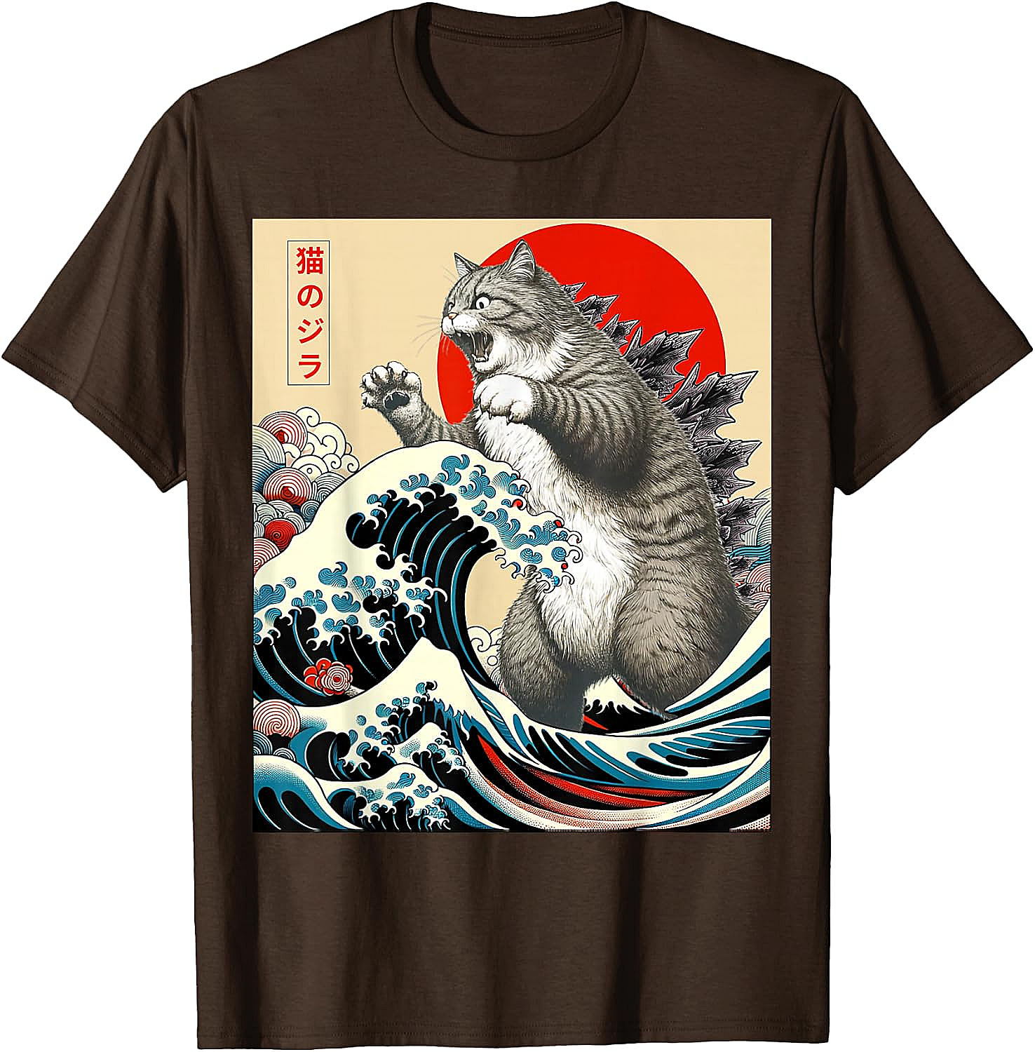 Catzilla Japanese Art Funny Cat Shirts - Men & Women Tee