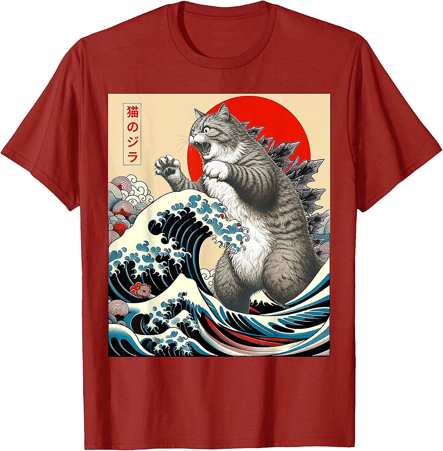 Catzilla Japanese Art Funny Cat Shirts - Men & Women Tee