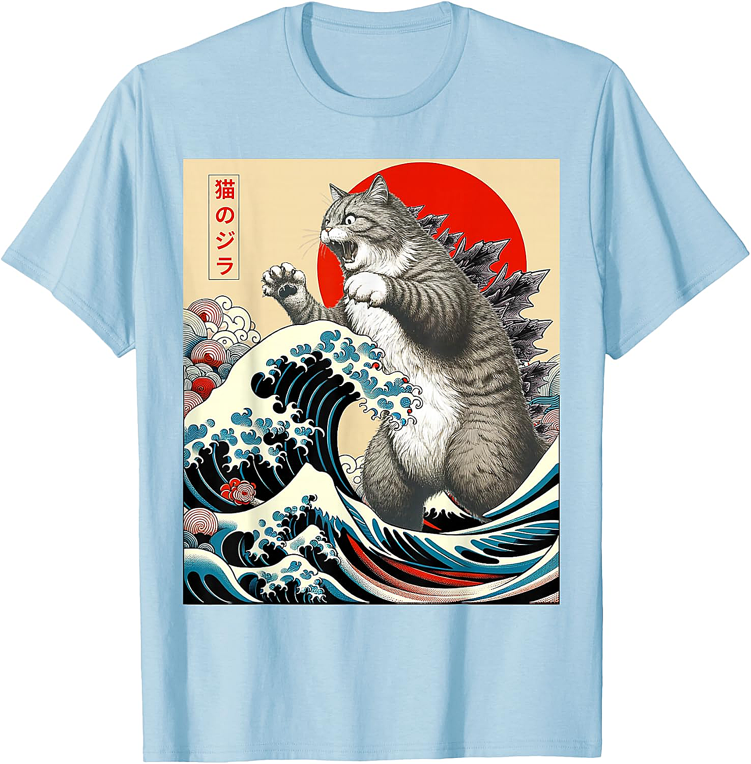 Catzilla Japanese Art Funny Cat Shirts - Men & Women Tee