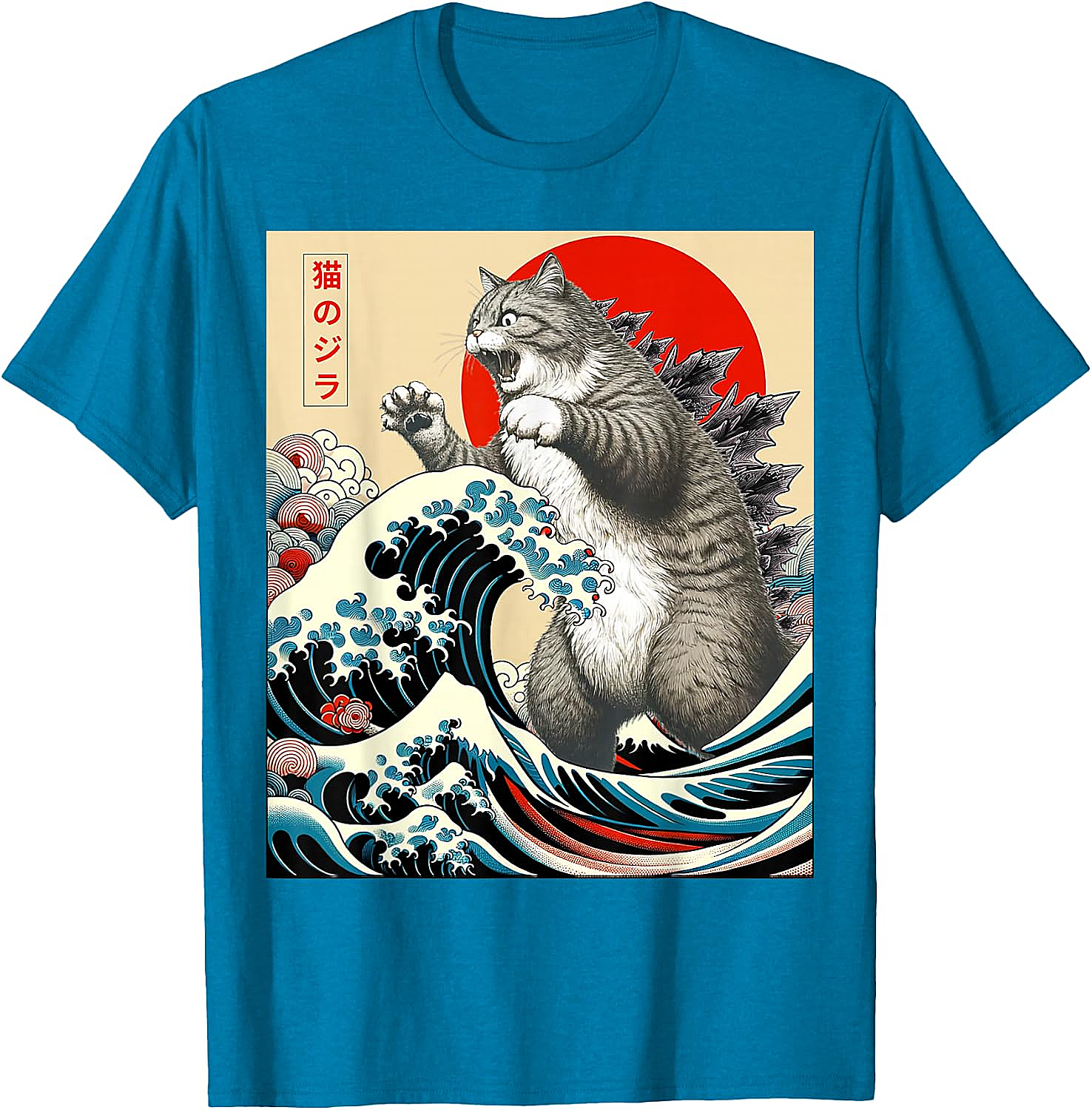 Catzilla Japanese Art Funny Cat Shirts - Men & Women Tee
