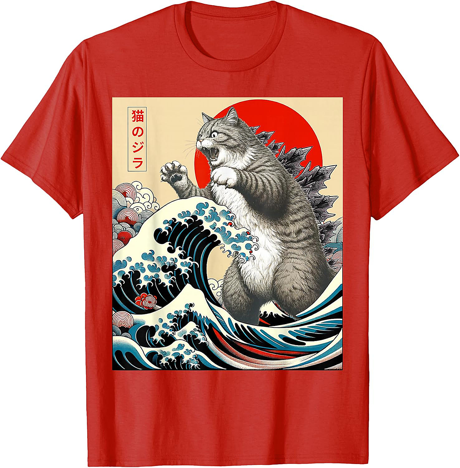 Catzilla Japanese Art Funny Cat Shirts - Men & Women Tee
