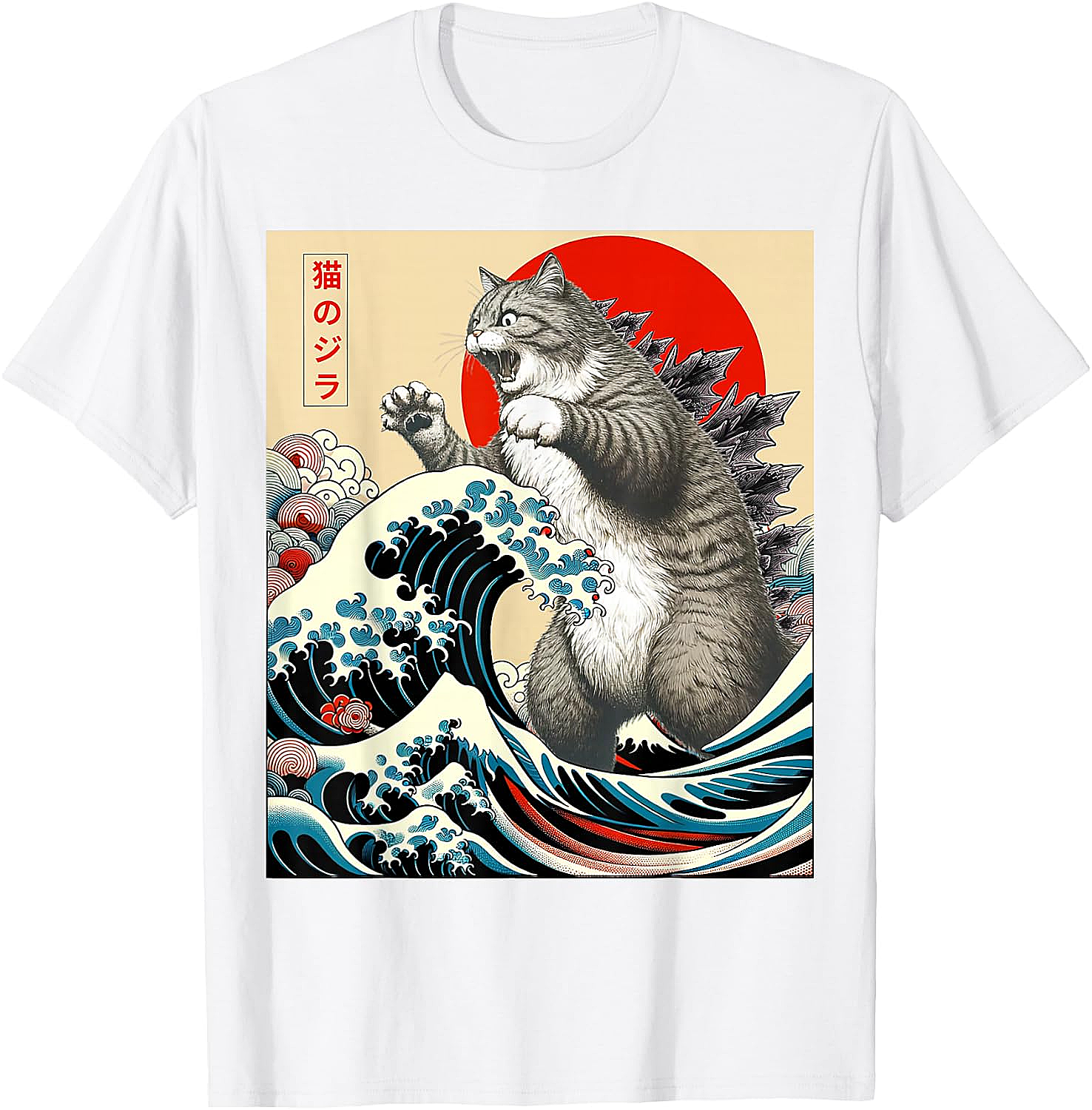 Catzilla Japanese Art Funny Cat Shirts - Men & Women Tee
