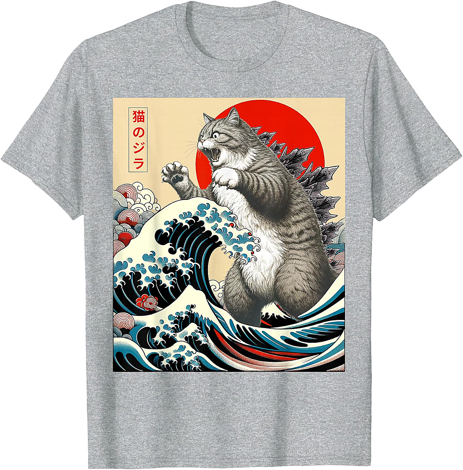 Catzilla Japanese Art Funny Cat Shirts - Men & Women Tee