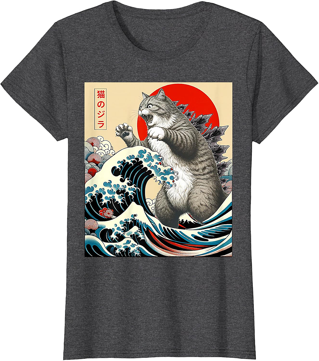 Catzilla Japanese Art Funny Cat Shirts - Men & Women Tee