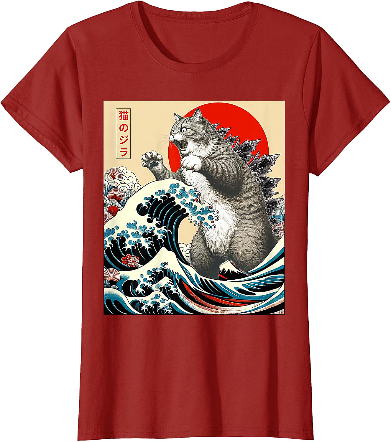Catzilla Japanese Art Funny Cat Shirts - Men & Women Tee