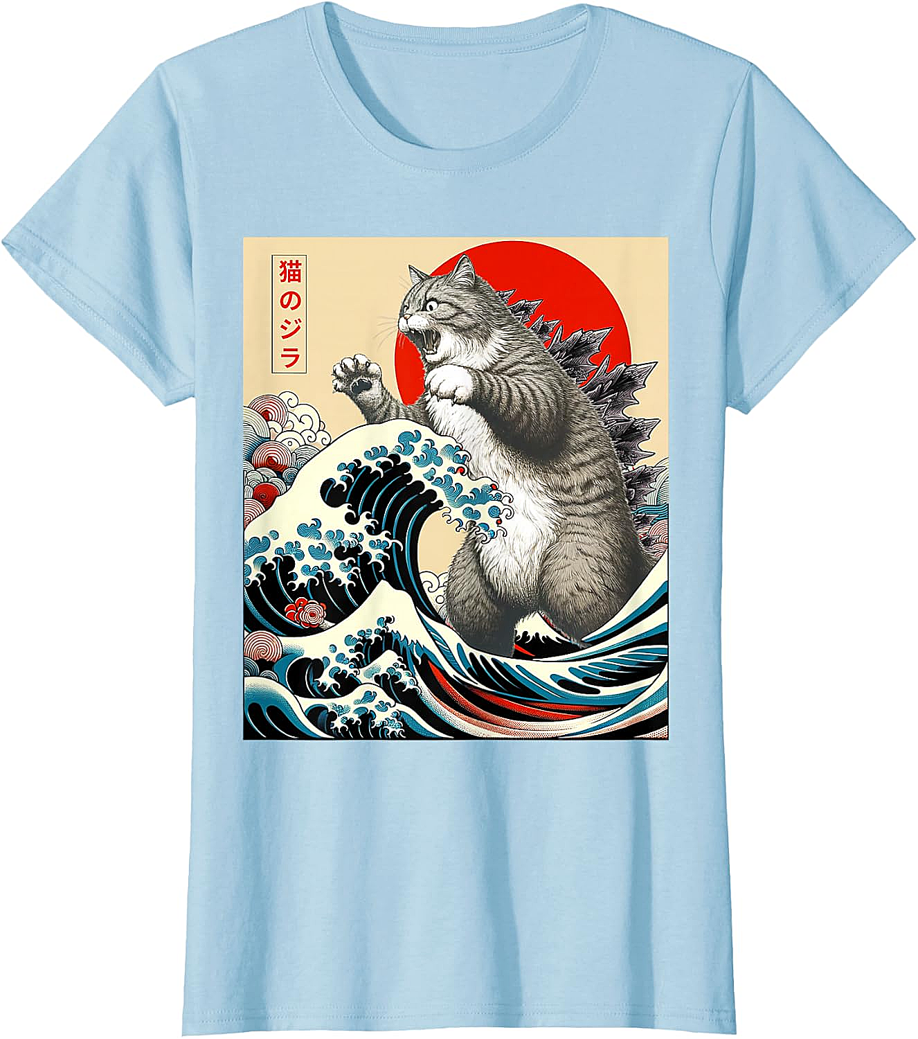 Catzilla Japanese Art Funny Cat Shirts - Men & Women Tee