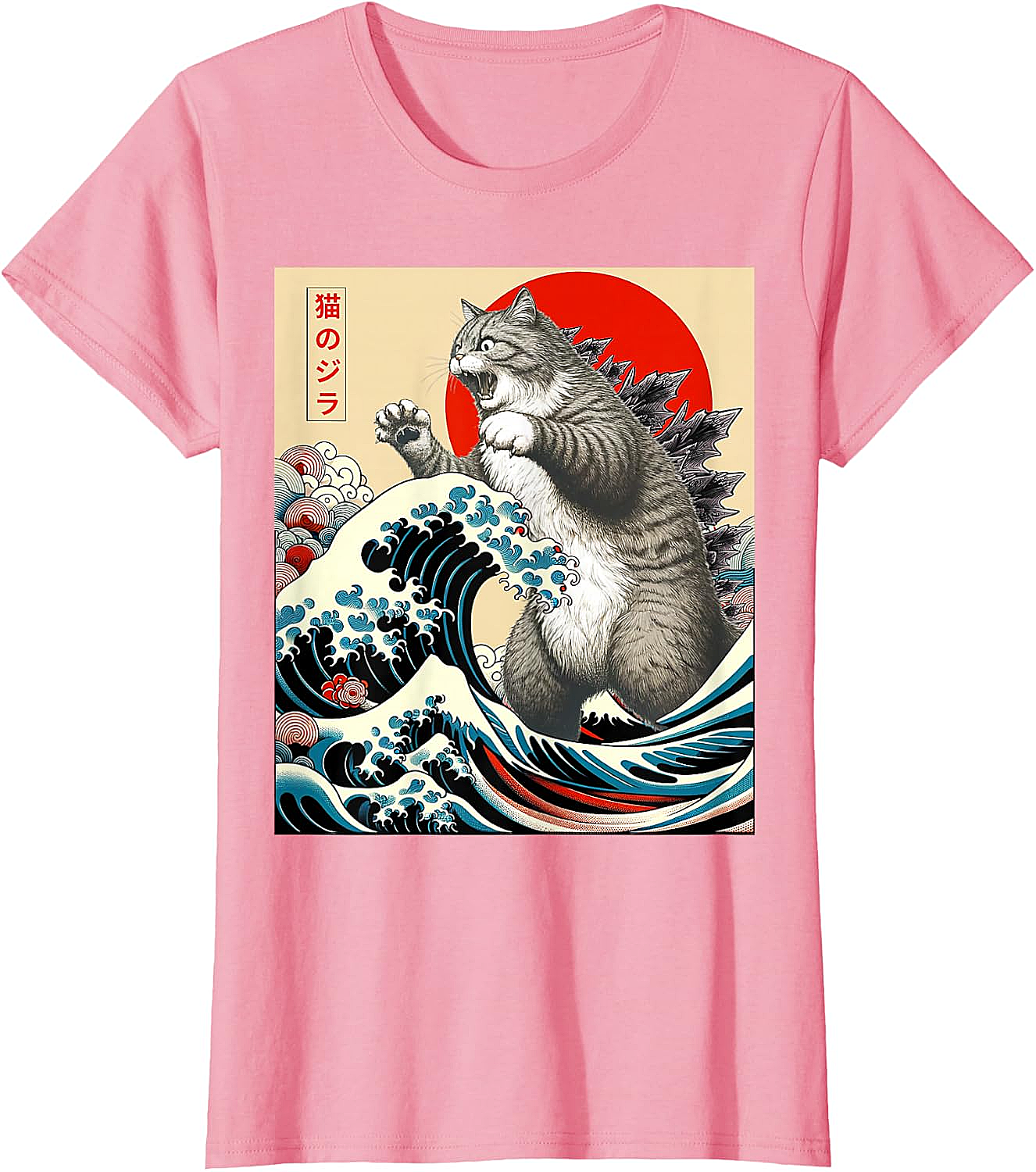 Catzilla Japanese Art Funny Cat Shirts - Men & Women Tee