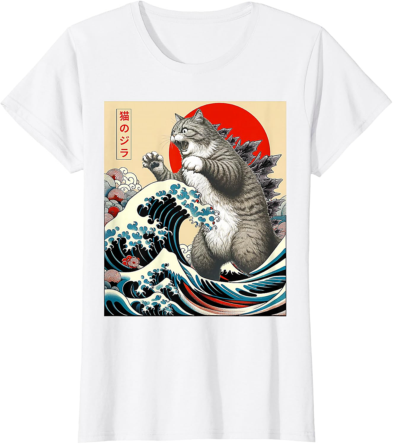 Catzilla Japanese Art Funny Cat Shirts - Men & Women Tee
