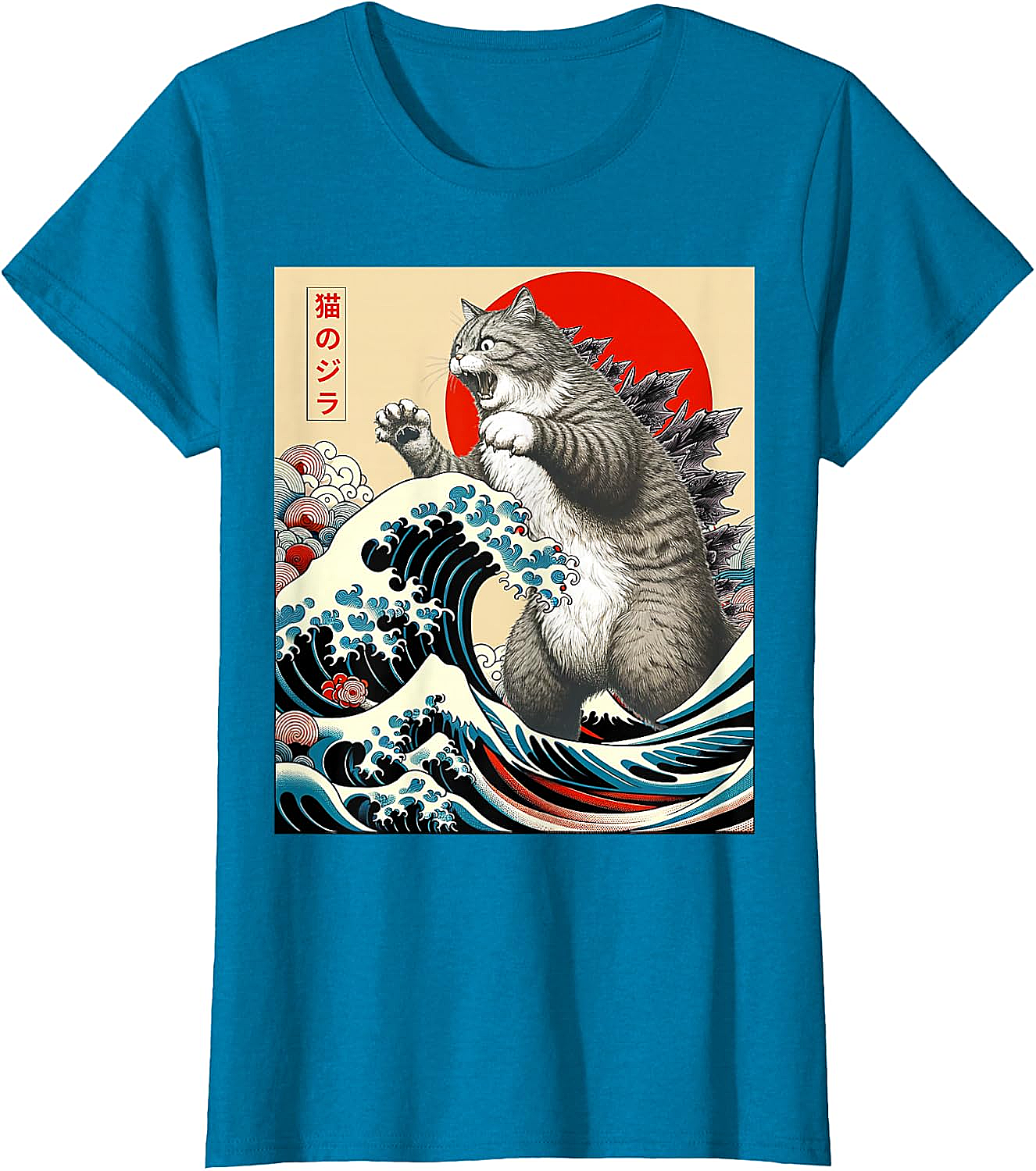 Catzilla Japanese Art Funny Cat Shirts - Men & Women Tee