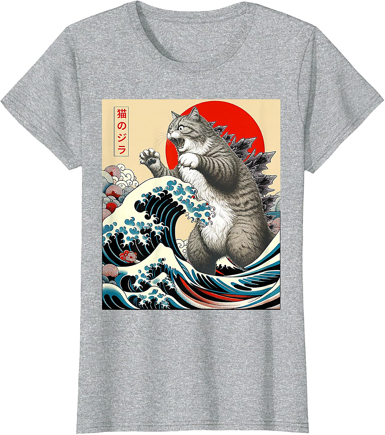 Catzilla Japanese Art Funny Cat Shirts - Men & Women Tee