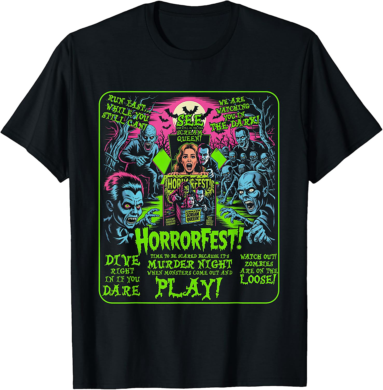 Vintage Horrorfest Poster T-Shirt | Halloween Movie Tee