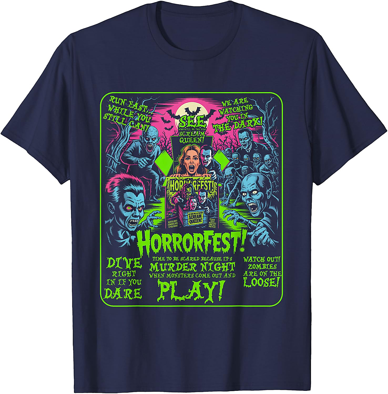 Vintage Horrorfest Poster T-Shirt | Halloween Movie Tee