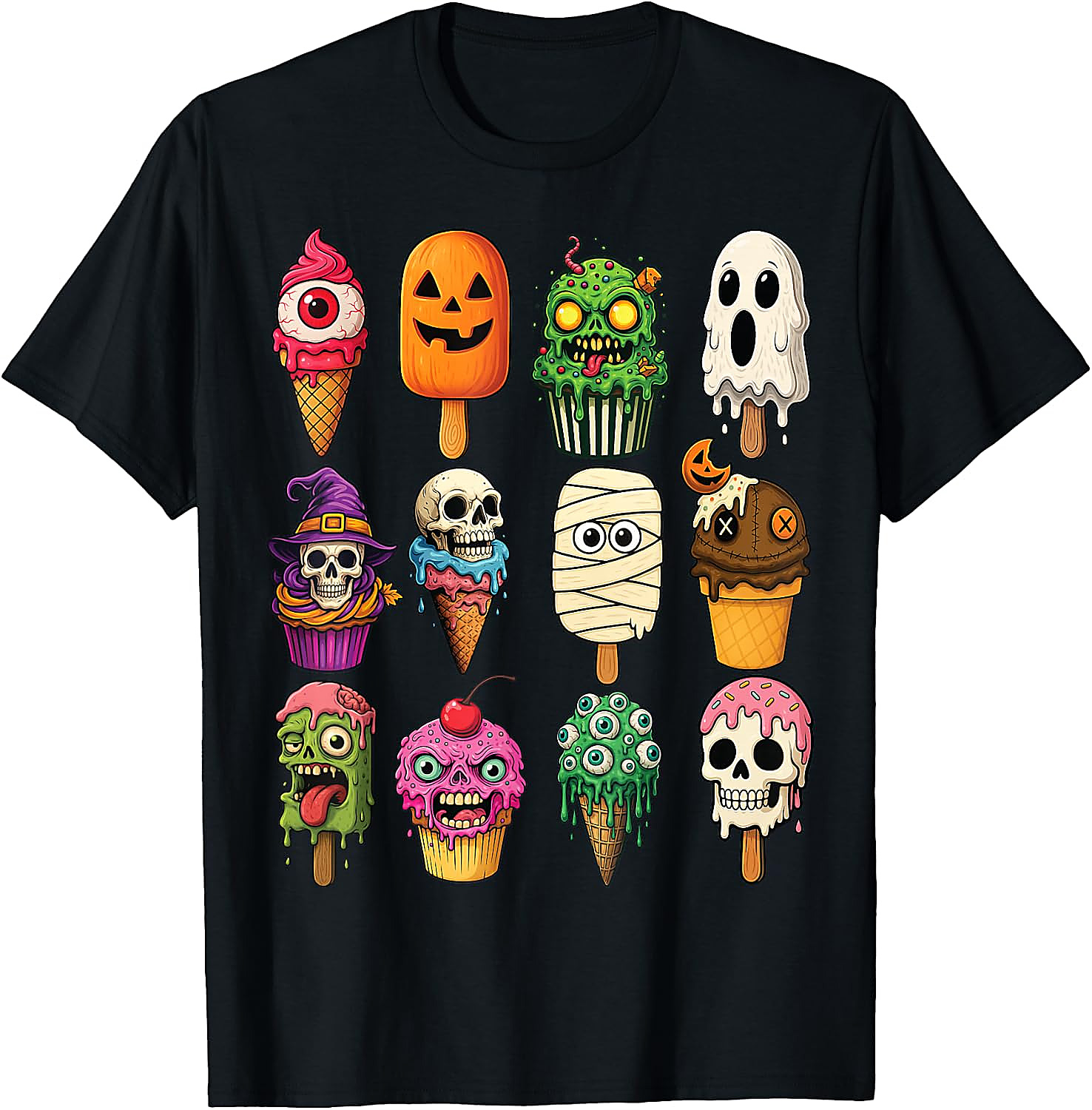 Halloween Ice Cream Monsters T-Shirt | Funny Scary Tee