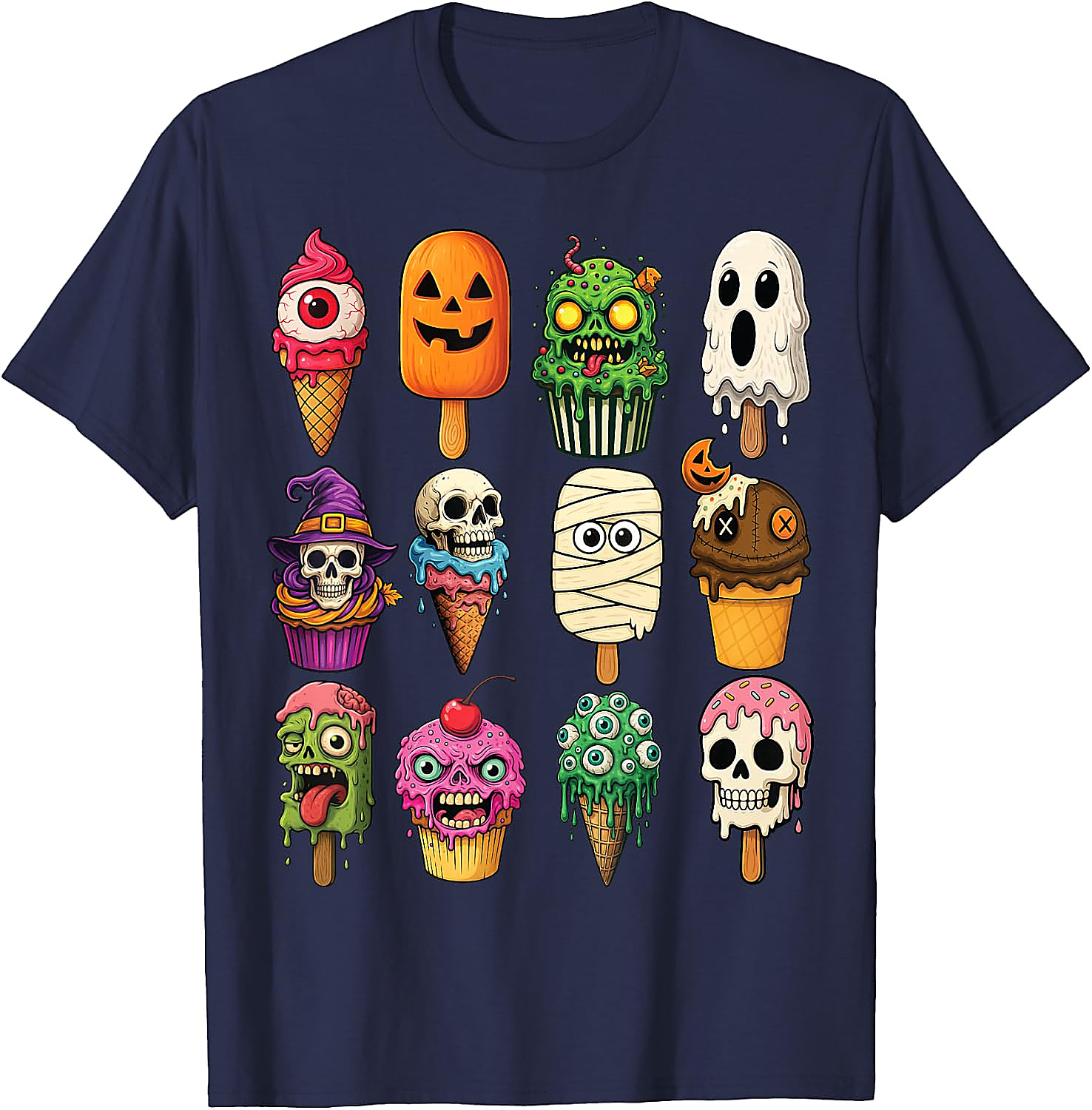 Halloween Ice Cream Monsters T-Shirt | Funny Scary Tee