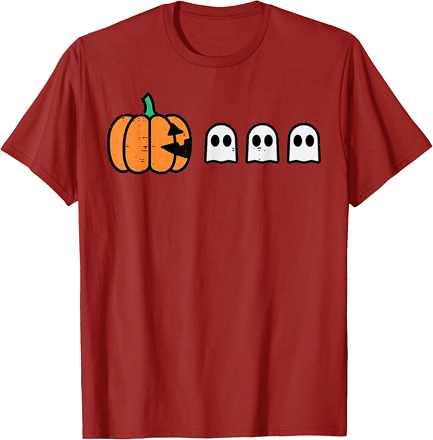 Halloween Gamer Pumpkin Eating Ghost Funny T-Shirt