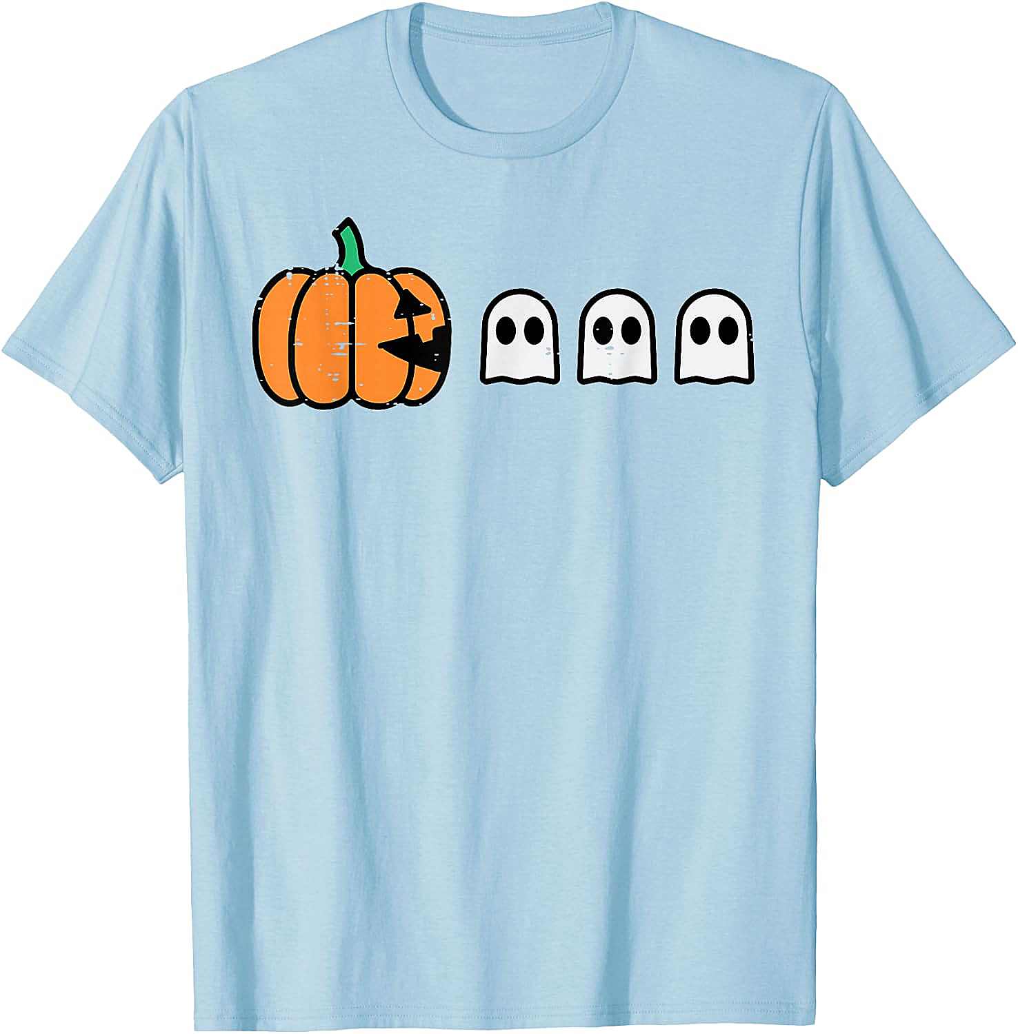 Halloween Gamer Pumpkin Eating Ghost Funny T-Shirt