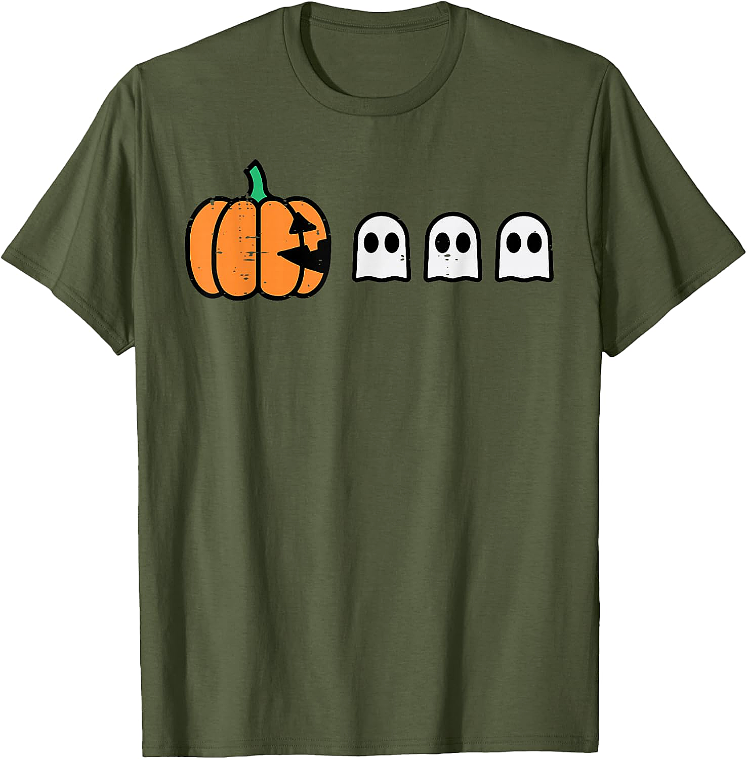 Halloween Gamer Pumpkin Eating Ghost Funny T-Shirt