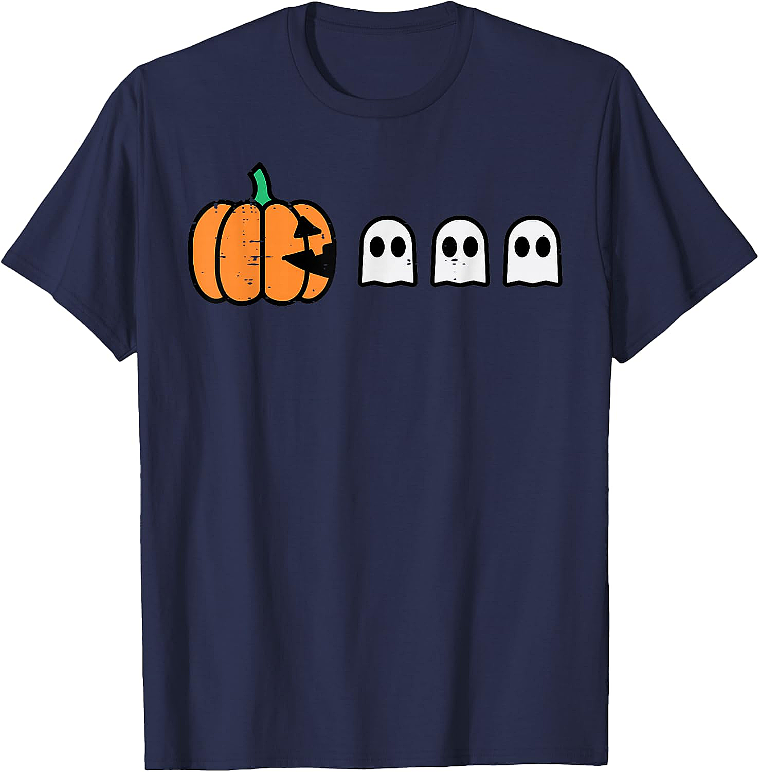 Halloween Gamer Pumpkin Eating Ghost Funny T-Shirt