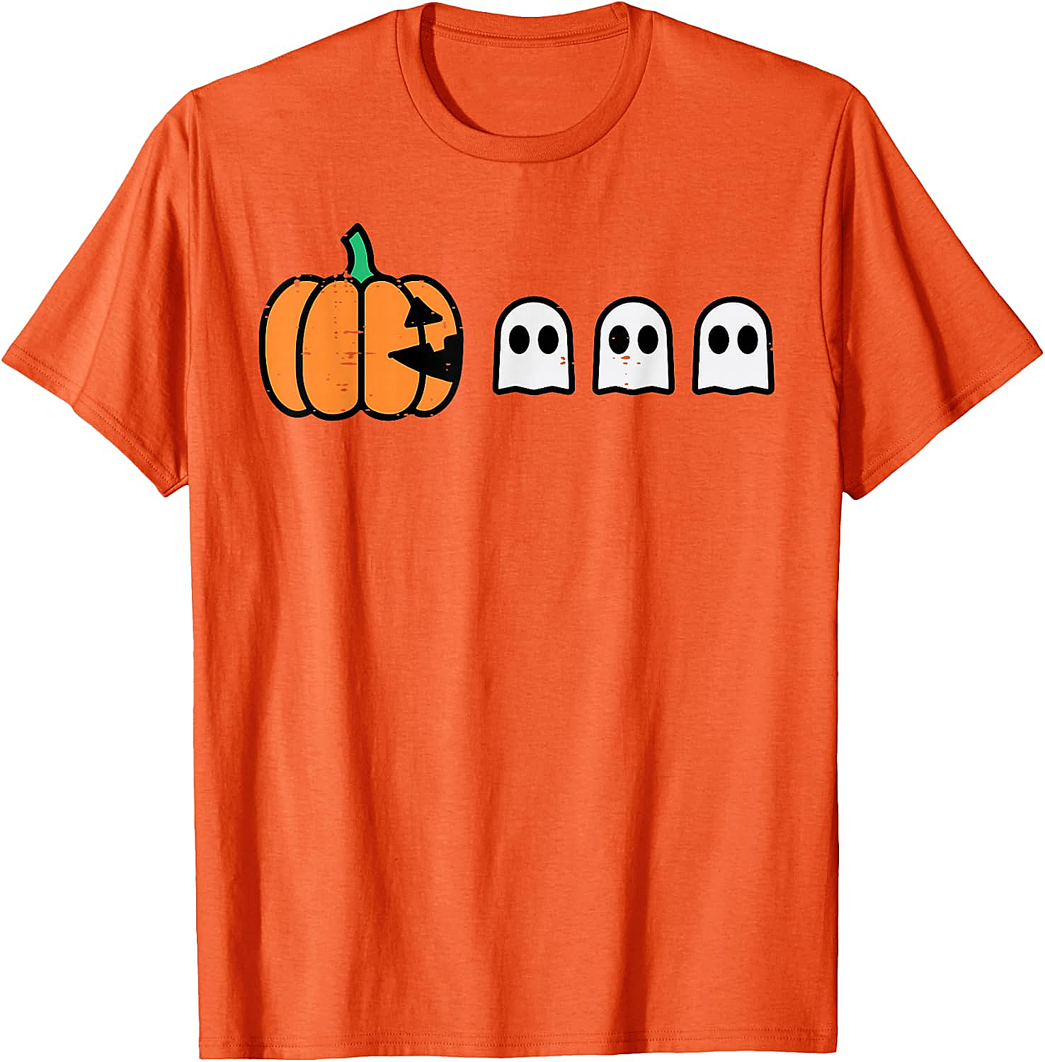 Halloween Gamer Pumpkin Eating Ghost Funny T-Shirt