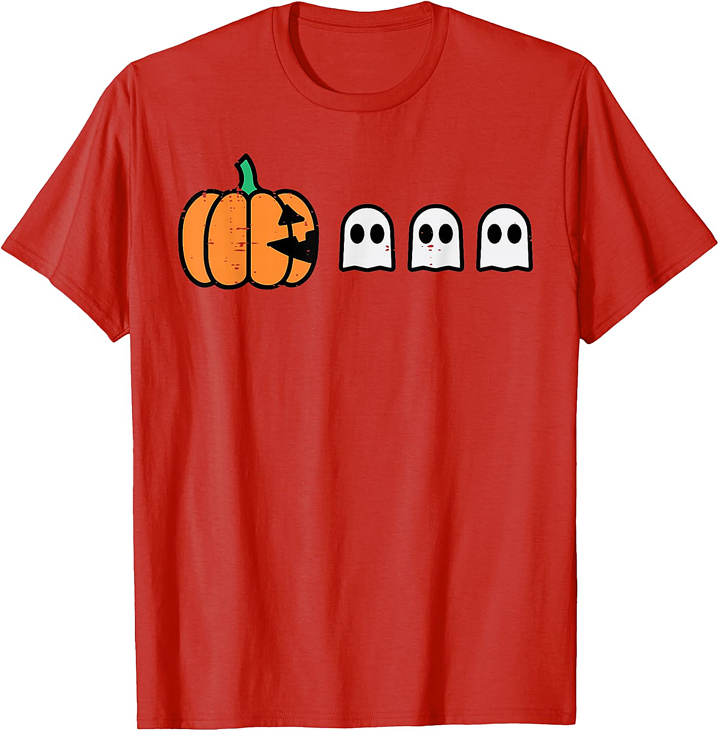 Halloween Gamer Pumpkin Eating Ghost Funny T-Shirt