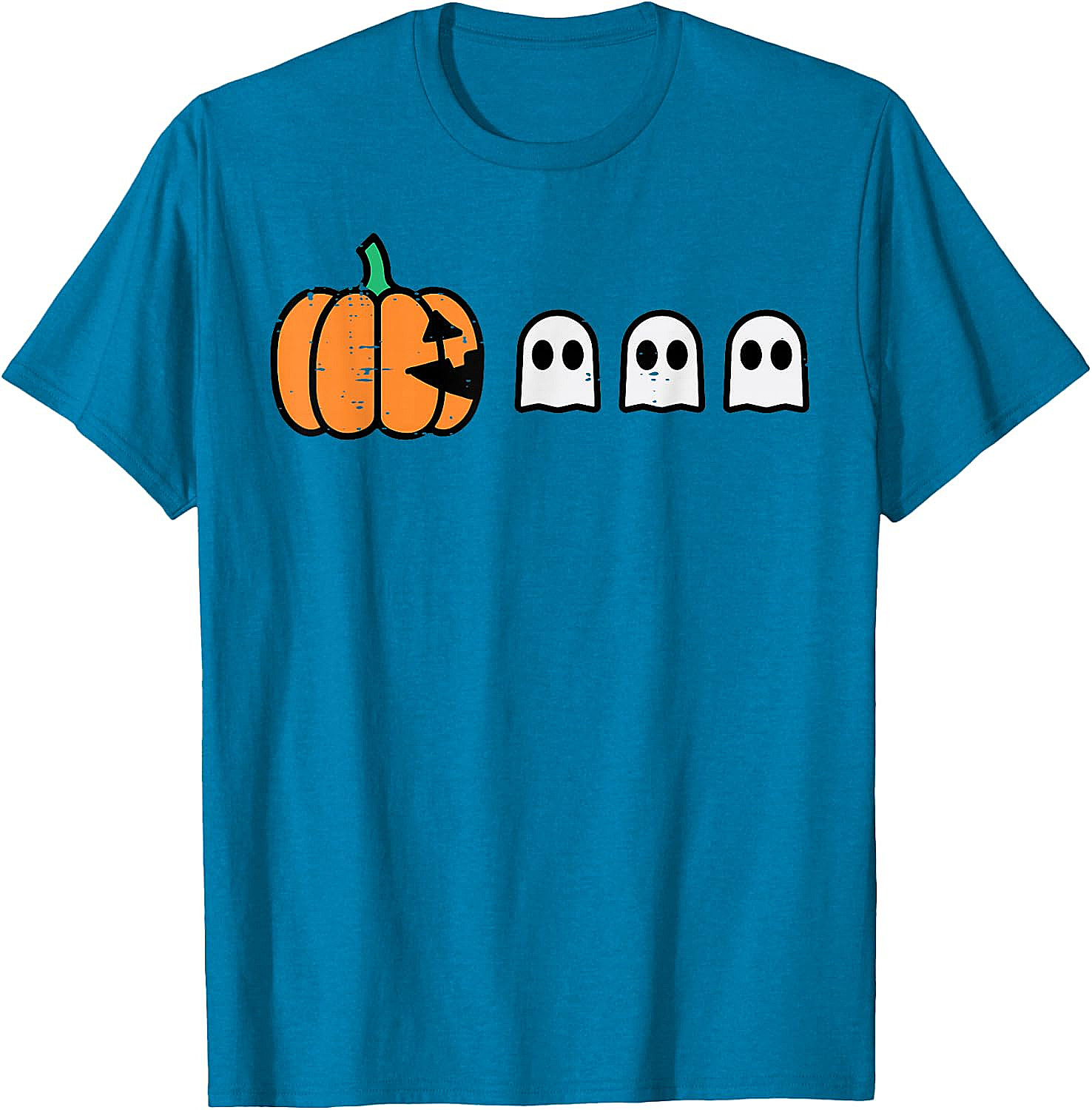 Halloween Gamer Pumpkin Eating Ghost Funny T-Shirt
