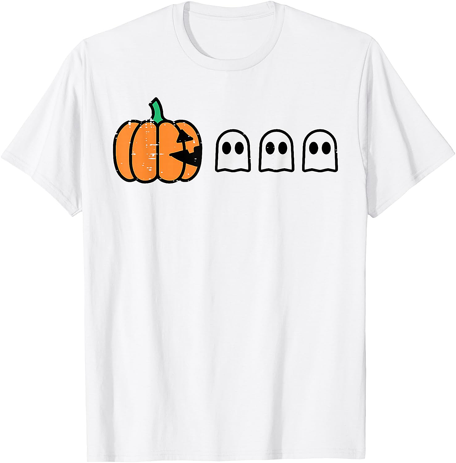 Halloween Gamer Pumpkin Eating Ghost Funny T-Shirt