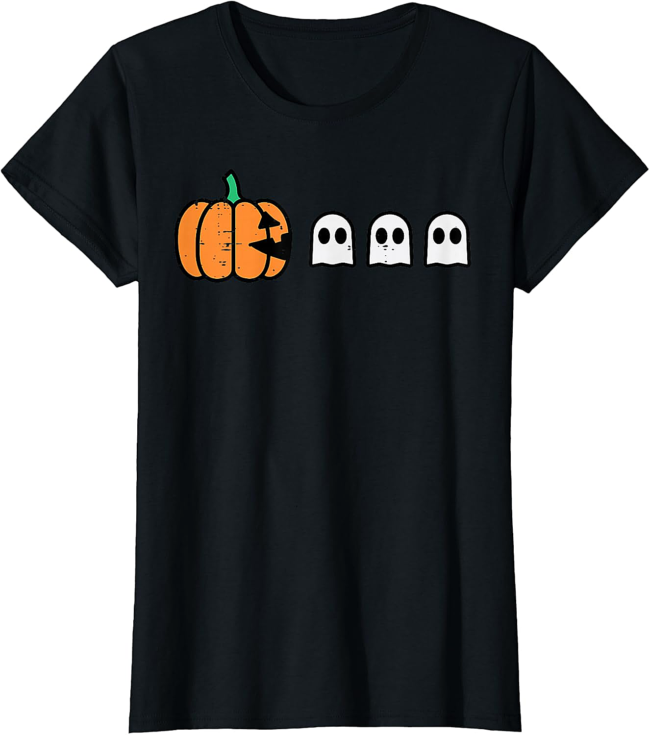 Halloween Gamer Pumpkin Eating Ghost Funny T-Shirt