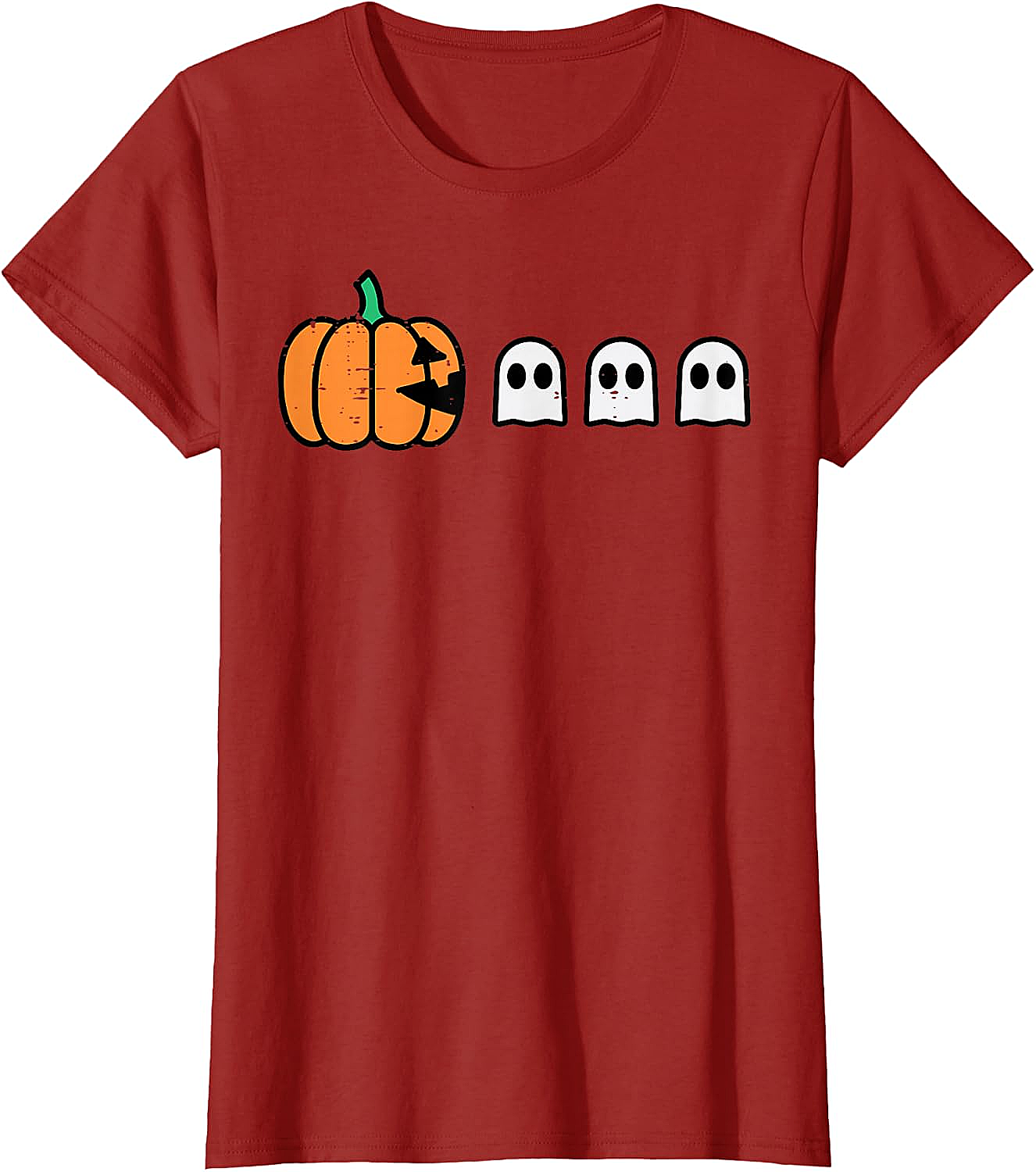 Halloween Gamer Pumpkin Eating Ghost Funny T-Shirt
