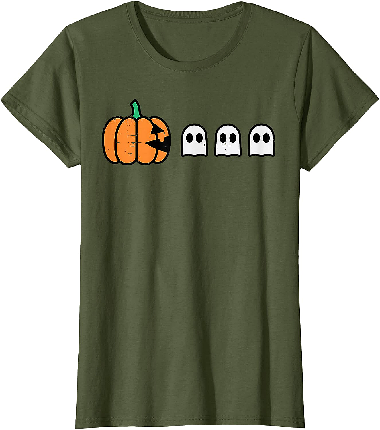 Halloween Gamer Pumpkin Eating Ghost Funny T-Shirt