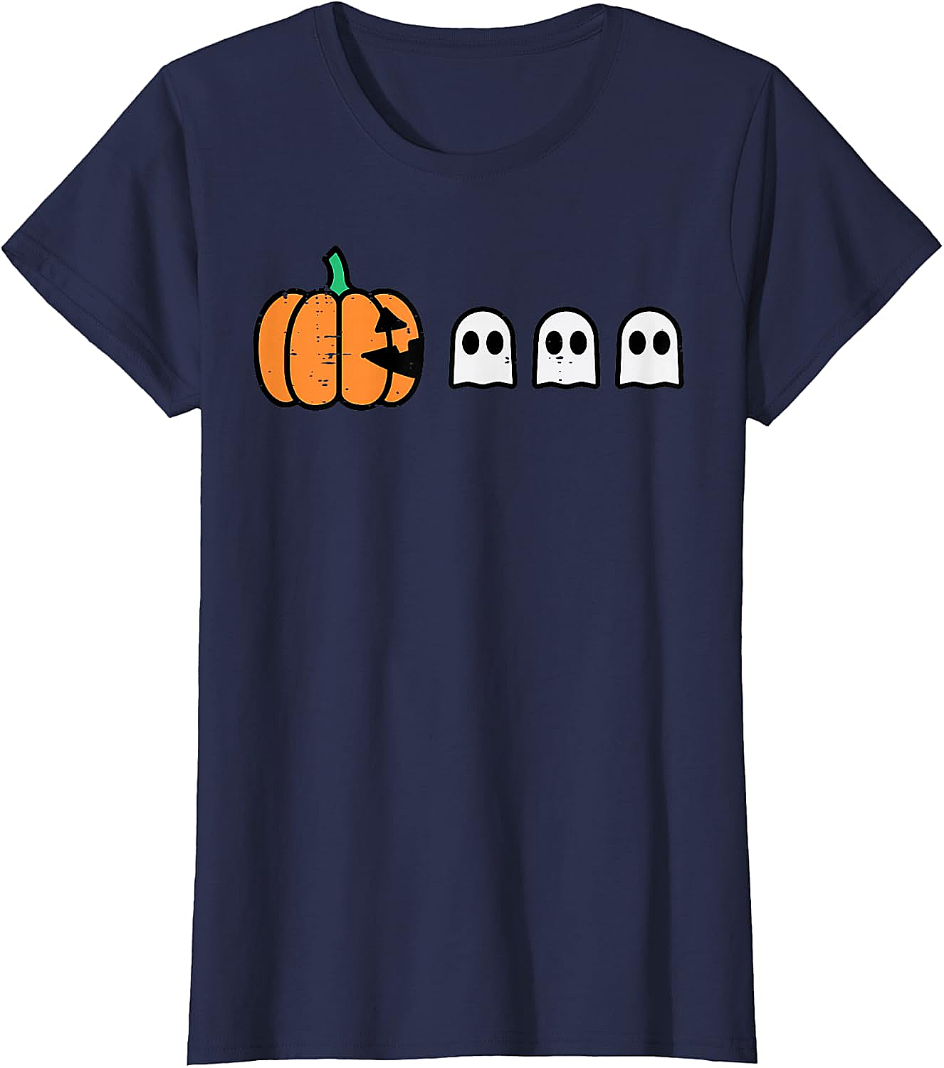 Halloween Gamer Pumpkin Eating Ghost Funny T-Shirt