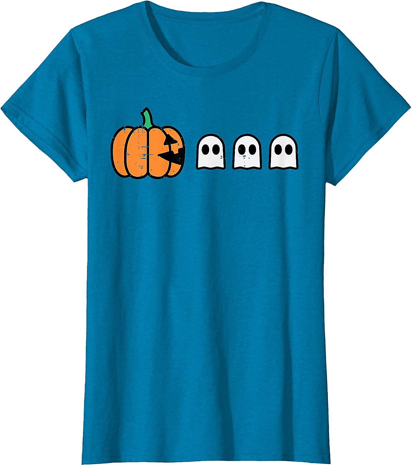 Halloween Gamer Pumpkin Eating Ghost Funny T-Shirt