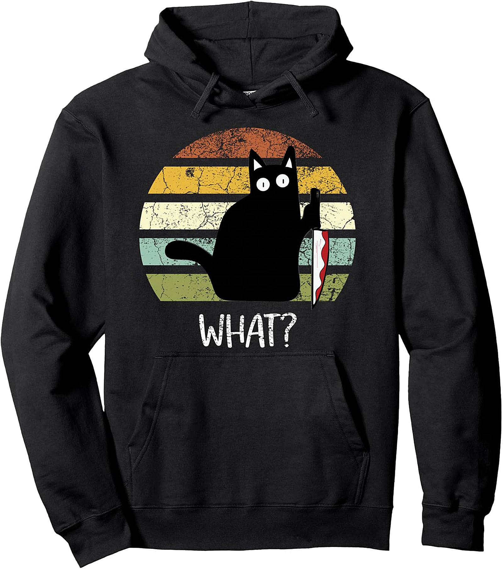 Cat What? Funny Black Cat Knife Pullover Hoodie | Shop Now