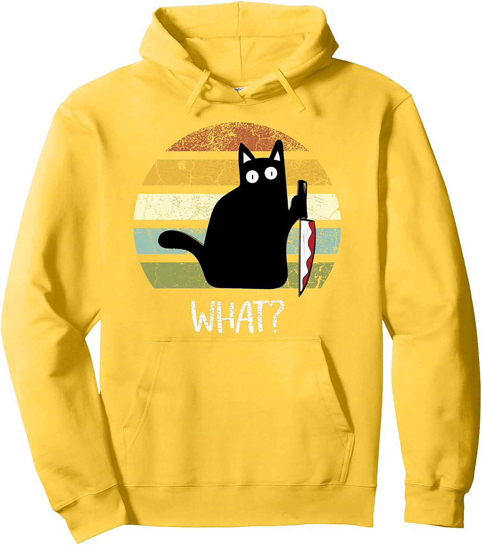 Cat What? Funny Black Cat Knife Pullover Hoodie | Shop Now