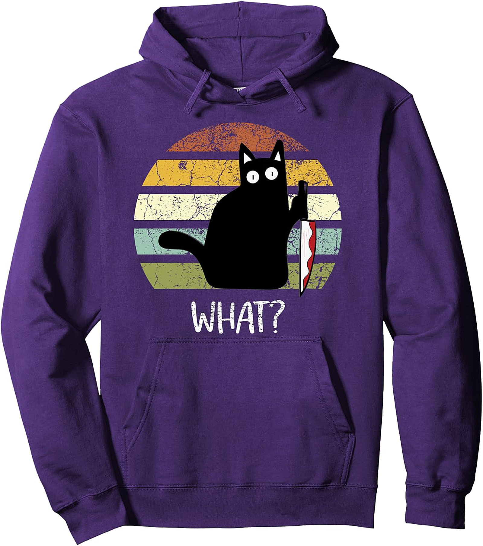 Cat What? Funny Black Cat Knife Pullover Hoodie | Shop Now