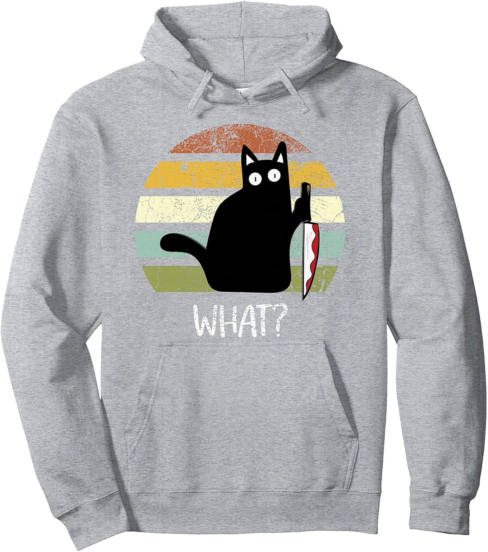 Cat What? Funny Black Cat Knife Pullover Hoodie | Shop Now