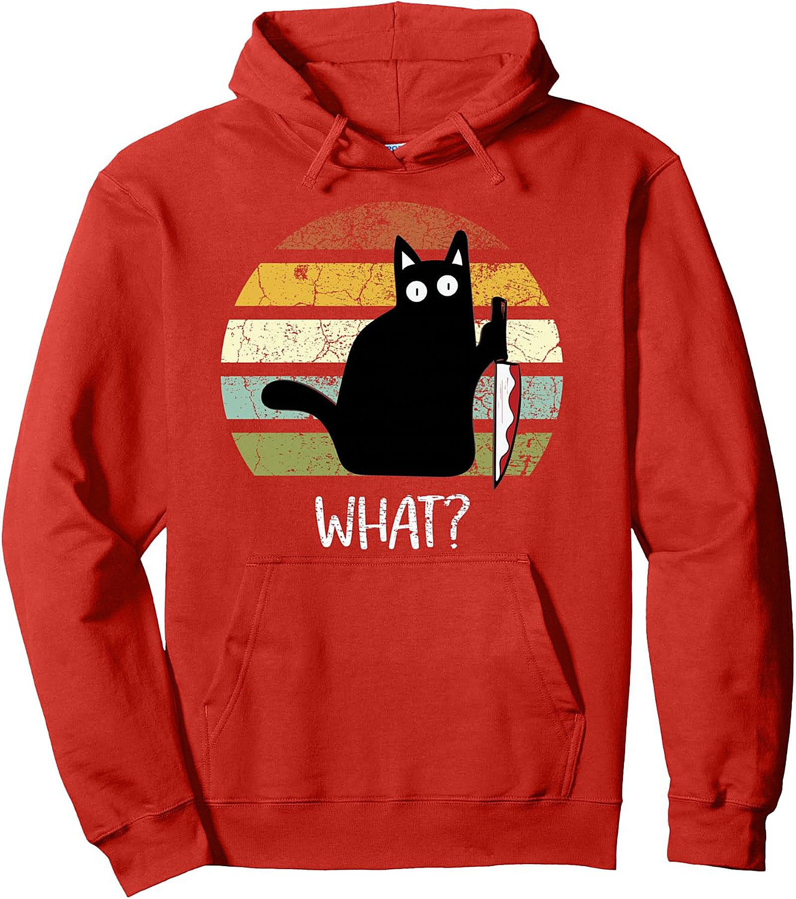 Cat What? Funny Black Cat Knife Pullover Hoodie | Shop Now