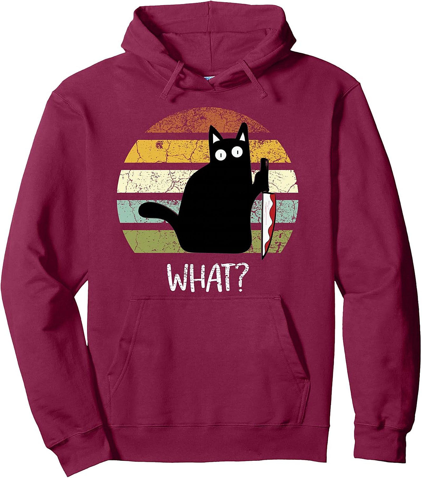 Cat What? Funny Black Cat Knife Pullover Hoodie | Shop Now