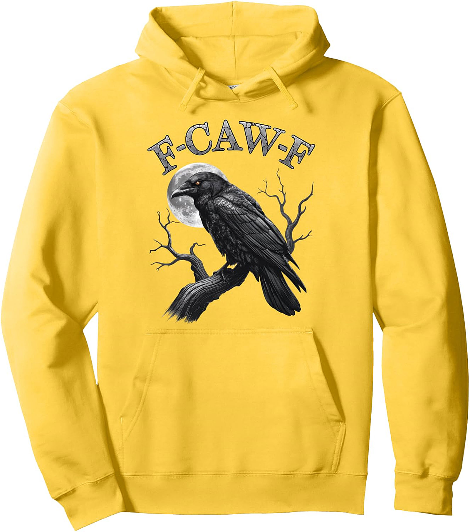 F-Caw-F Black Crow Moon Dark Humor Pullover Hoodie