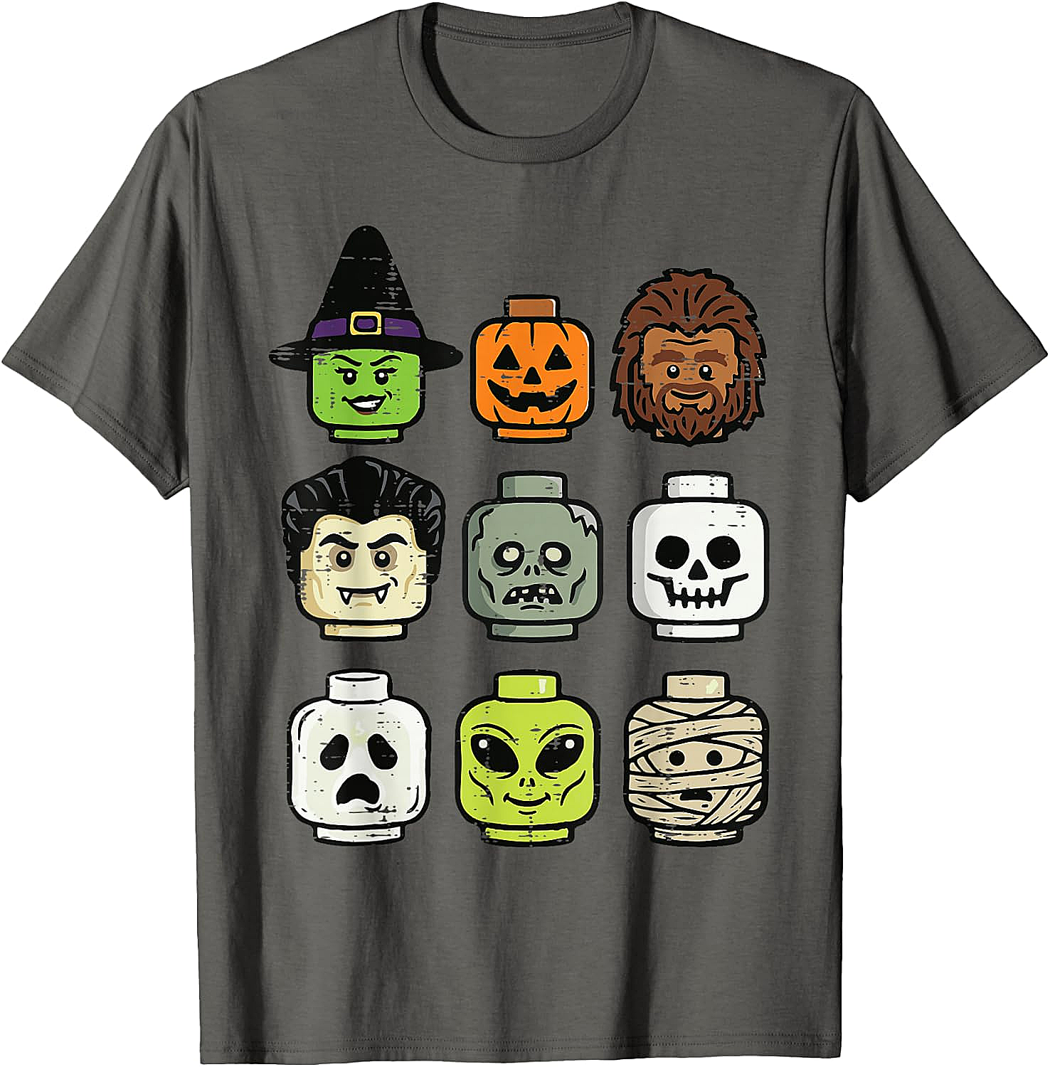 Cute Bricks Halloween Monster Heads T-Shirt 