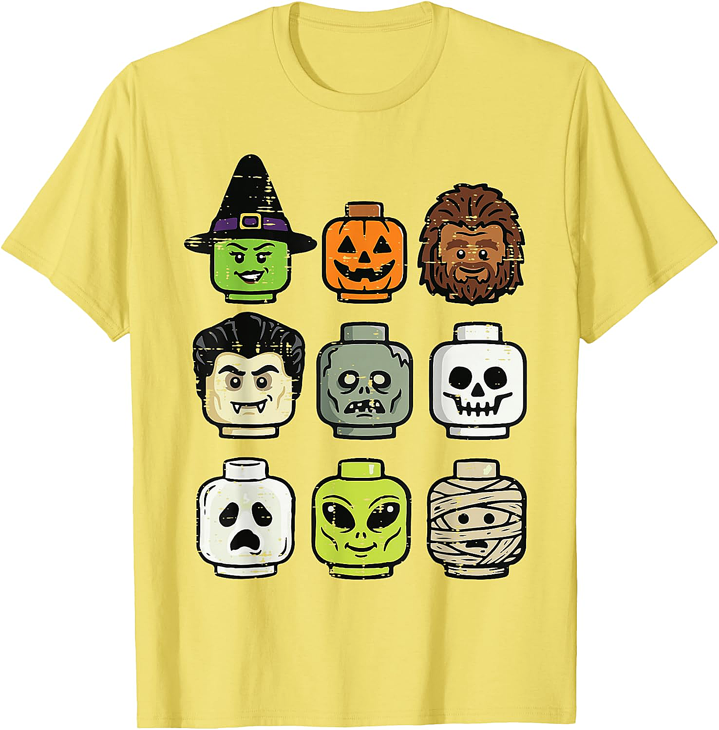 Cute Bricks Halloween Monster Heads T-Shirt 