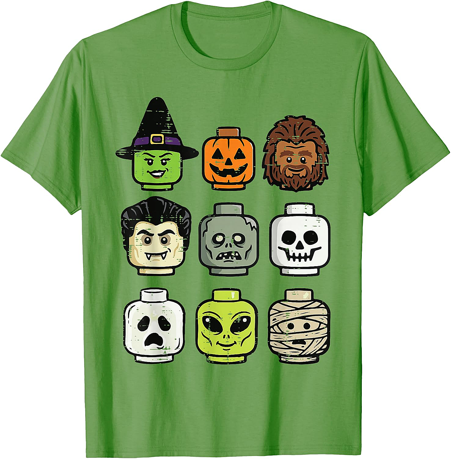 Cute Bricks Halloween Monster Heads T-Shirt 