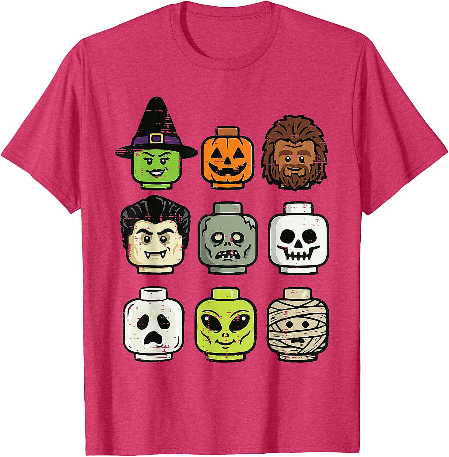 Cute Bricks Halloween Monster Heads T-Shirt 