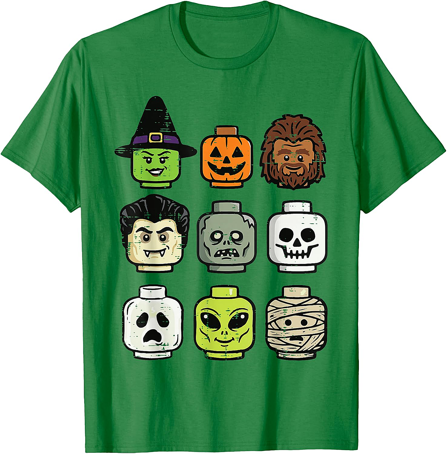 Cute Bricks Halloween Monster Heads T-Shirt 