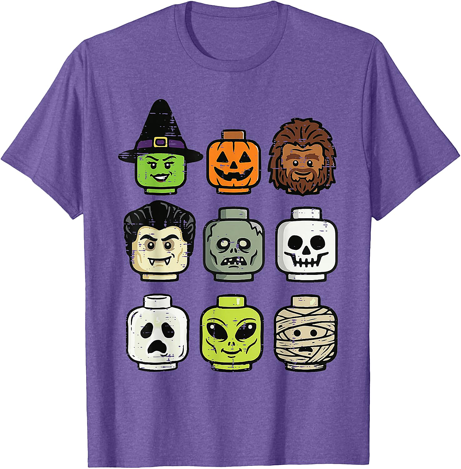 Cute Bricks Halloween Monster Heads T-Shirt 