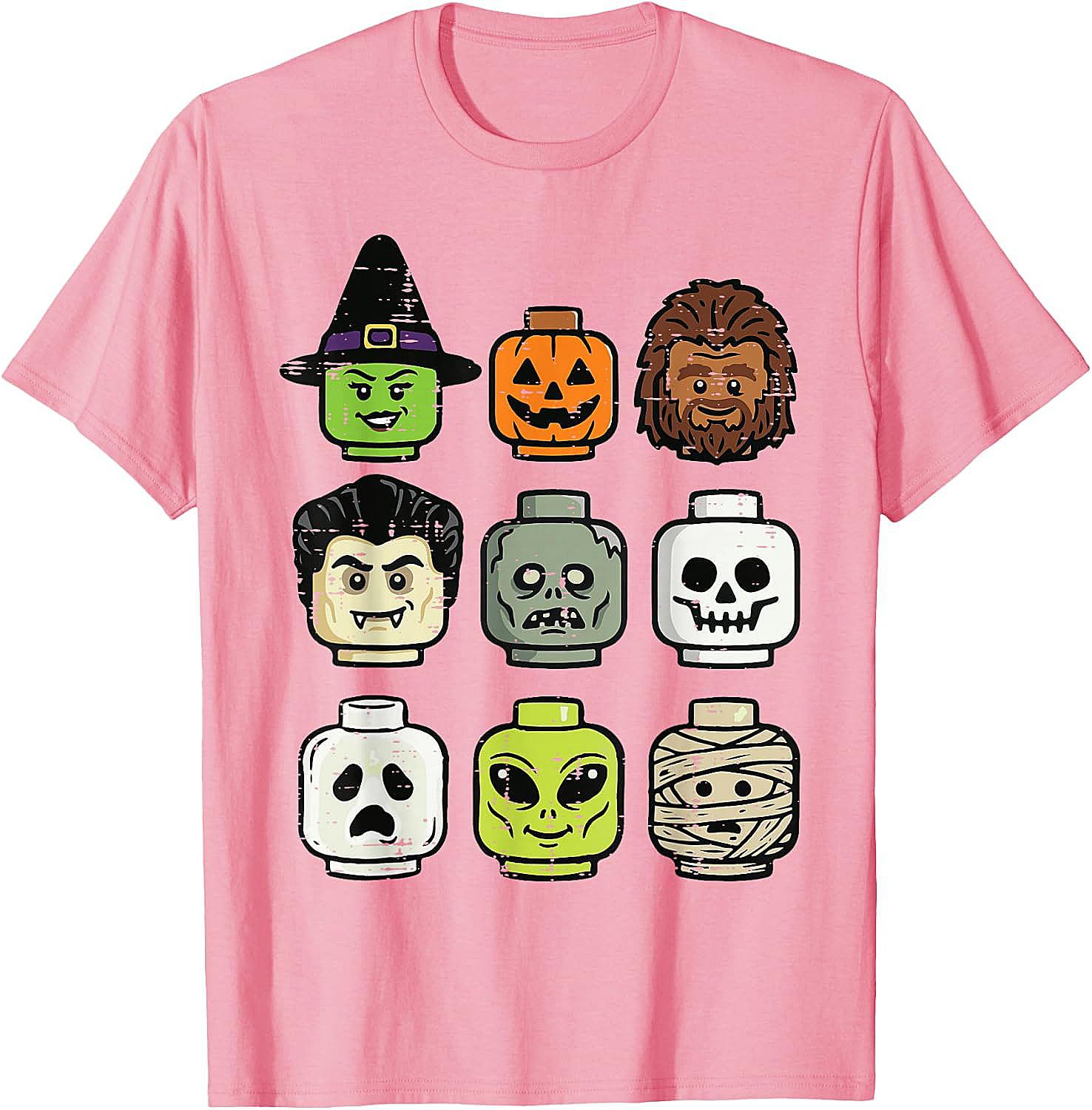 Cute Bricks Halloween Monster Heads T-Shirt 