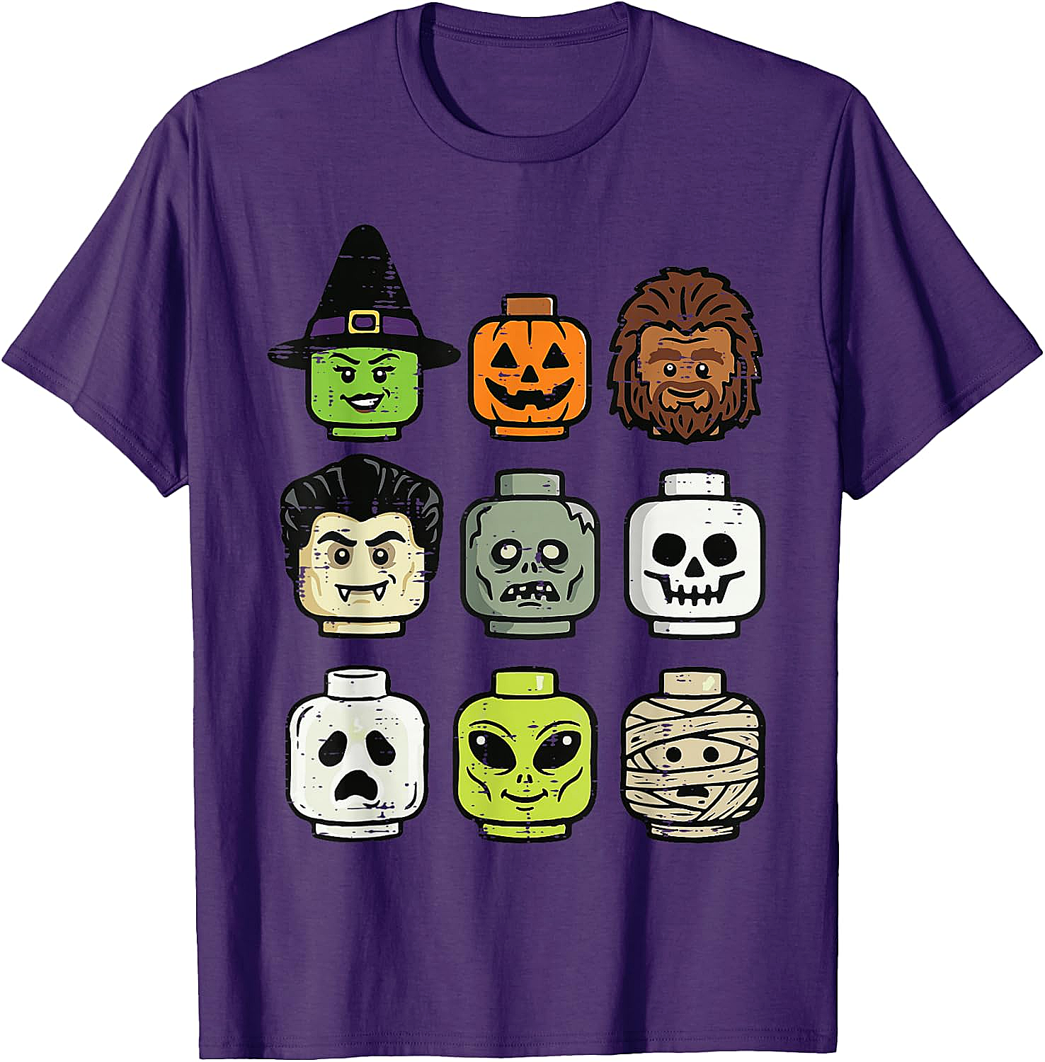 Cute Bricks Halloween Monster Heads T-Shirt 