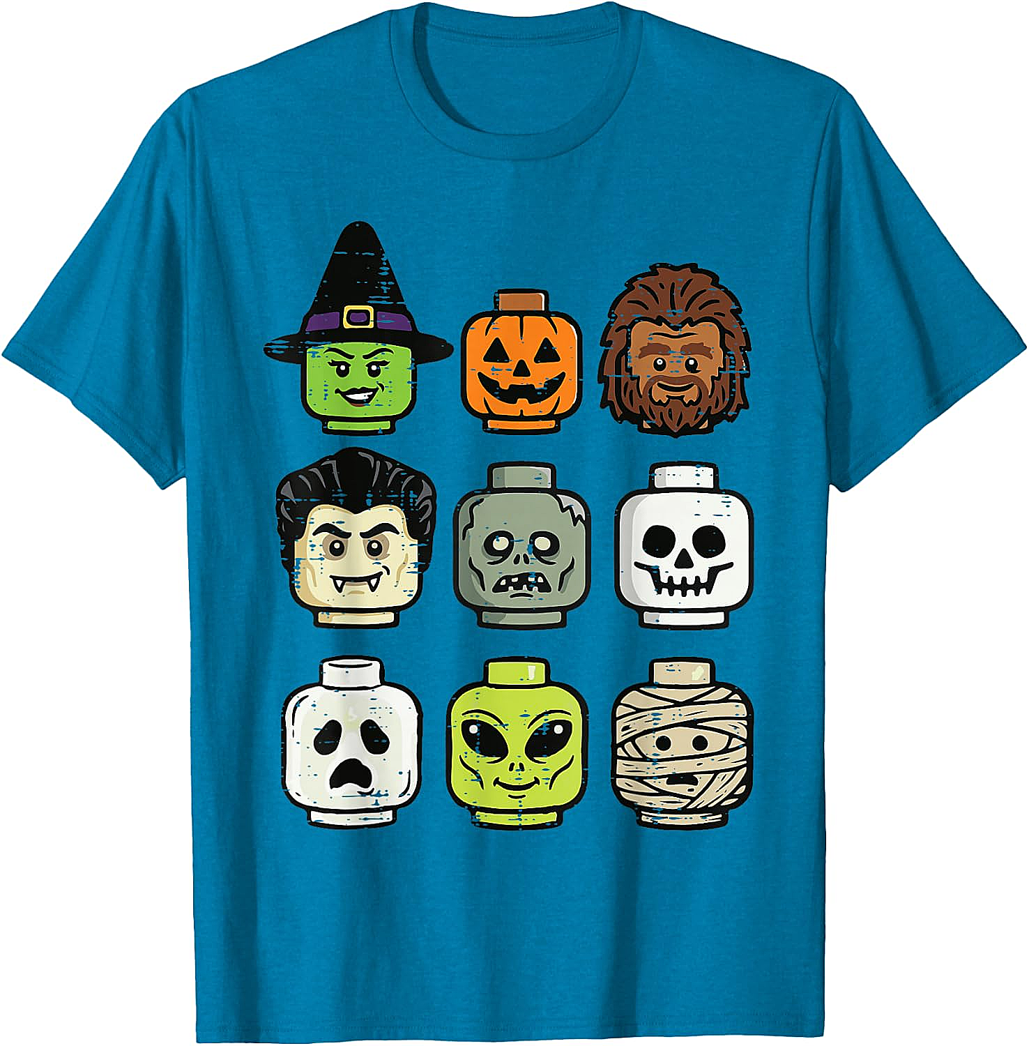Cute Bricks Halloween Monster Heads T-Shirt 