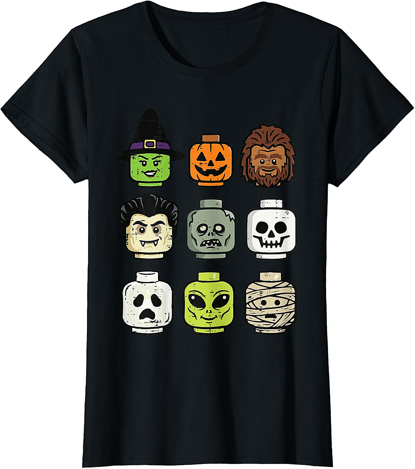 Cute Bricks Halloween Monster Heads T-Shirt 