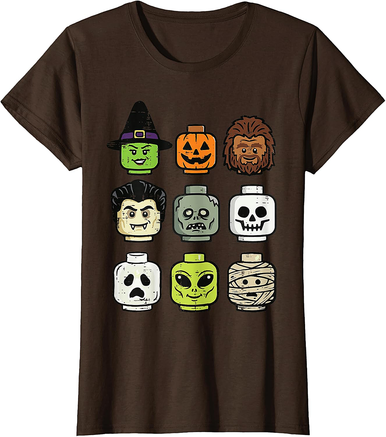 Cute Bricks Halloween Monster Heads T-Shirt 