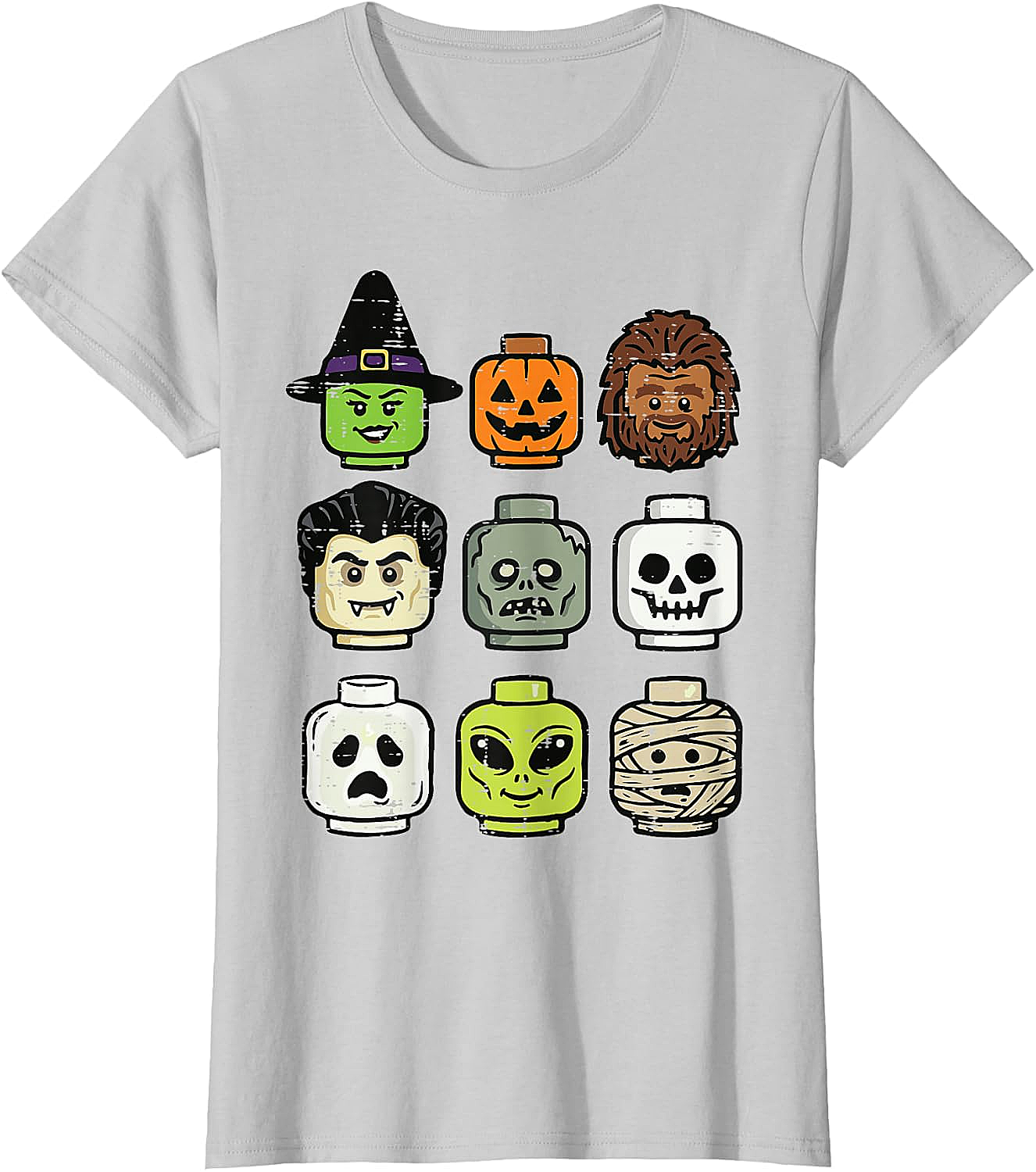Cute Bricks Halloween Monster Heads T-Shirt 